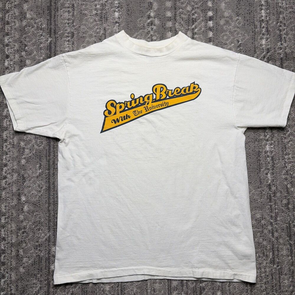 Single Stitch 80s Hanes Beefy T Spring Break T-Shirt Mens XL USA University Vtg